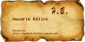 Hendrik Bálint névjegykártya